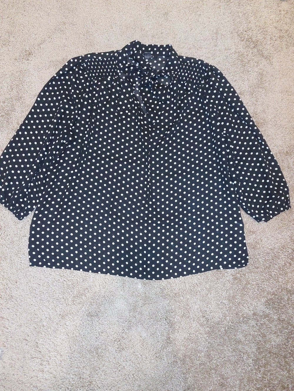 Black Polka Dot Tie-Neck Blouse Size:M
